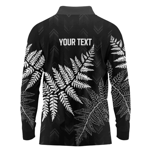 New Zealand Lawn Bowls Personalized Long Sleeve Polo Shirt Wrap-Around Silver Fern - Aussie Hoodie