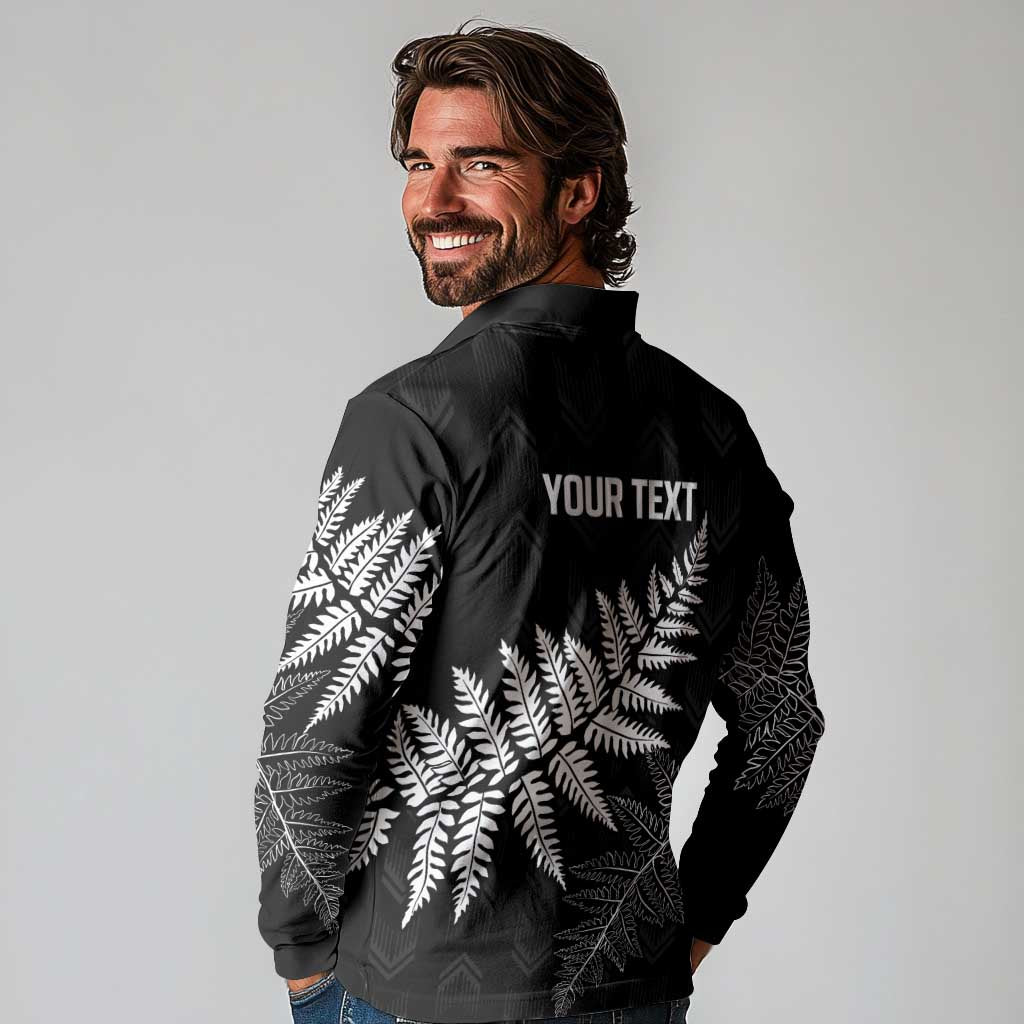 New Zealand Lawn Bowls Personalized Long Sleeve Polo Shirt Wrap-Around Silver Fern - Aussie Hoodie