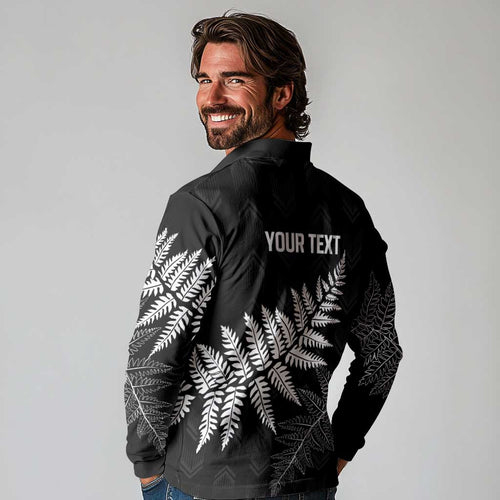 New Zealand Lawn Bowls Personalized Long Sleeve Polo Shirt Wrap-Around Silver Fern - Aussie Hoodie