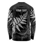 New Zealand Lawn Bowls Personalized Long Sleeve Shirt Wrap-Around Silver Fern - Aussie Hoodie