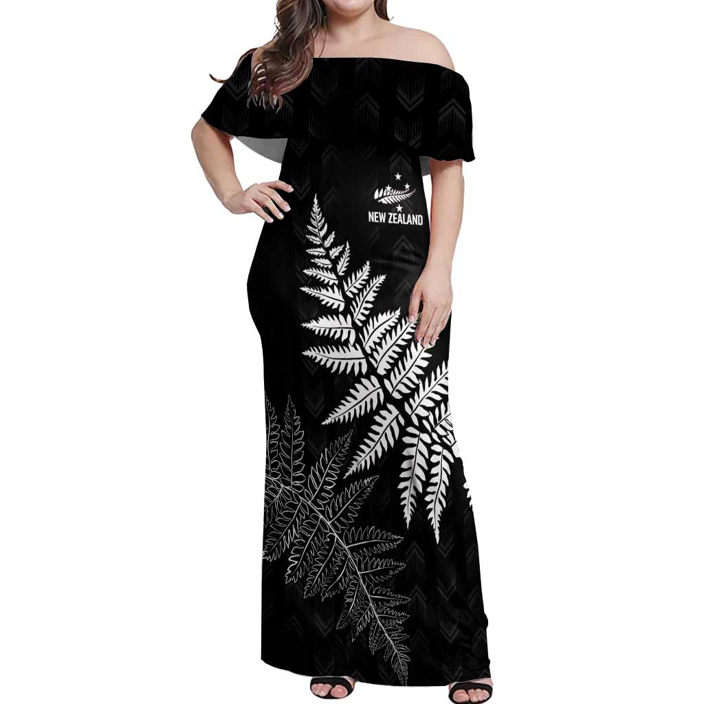 New Zealand Lawn Bowls Personalized Off Shoulder Maxi Dress Wrap-Around Silver Fern - Aussie Hoodie