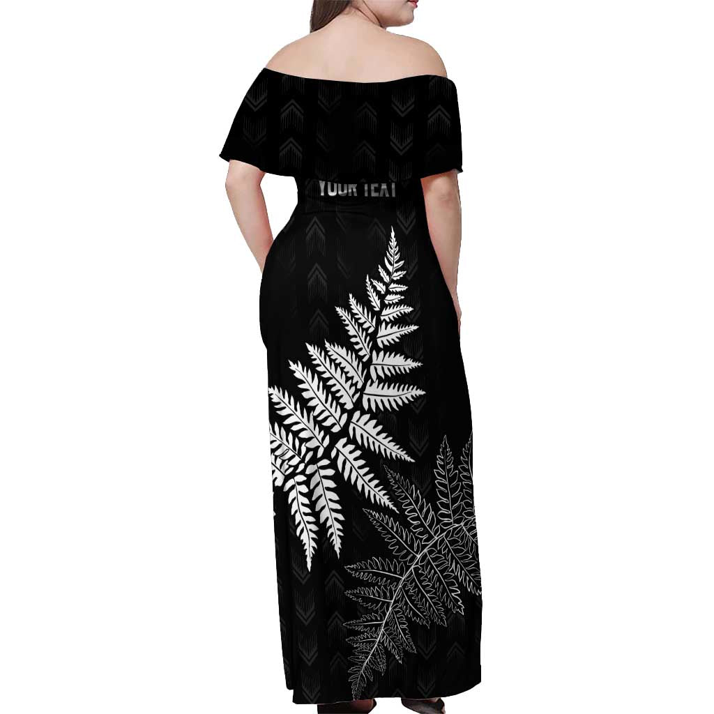 New Zealand Lawn Bowls Personalized Off Shoulder Maxi Dress Wrap-Around Silver Fern - Aussie Hoodie