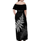 New Zealand Lawn Bowls Personalized Off Shoulder Maxi Dress Wrap-Around Silver Fern - Aussie Hoodie