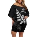New Zealand Lawn Bowls Personalized Off Shoulder Short Dress Wrap-Around Silver Fern - Aussie Hoodie