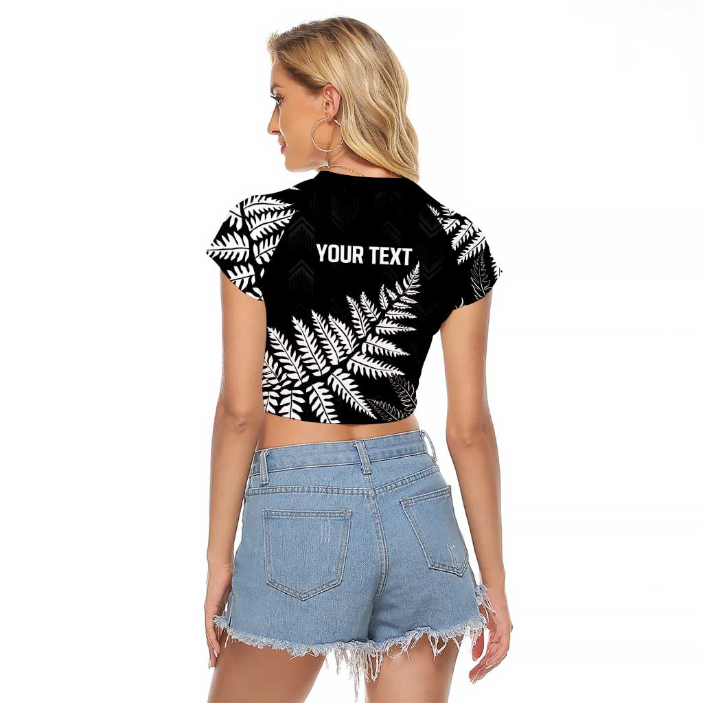 New Zealand Lawn Bowls Personalized Raglan Cropped T Shirt Wrap-Around Silver Fern - Aussie Hoodie