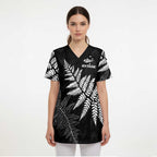 New Zealand Lawn Bowls Personalized Scrub Top Wrap-Around Silver Fern - Aussie Hoodie