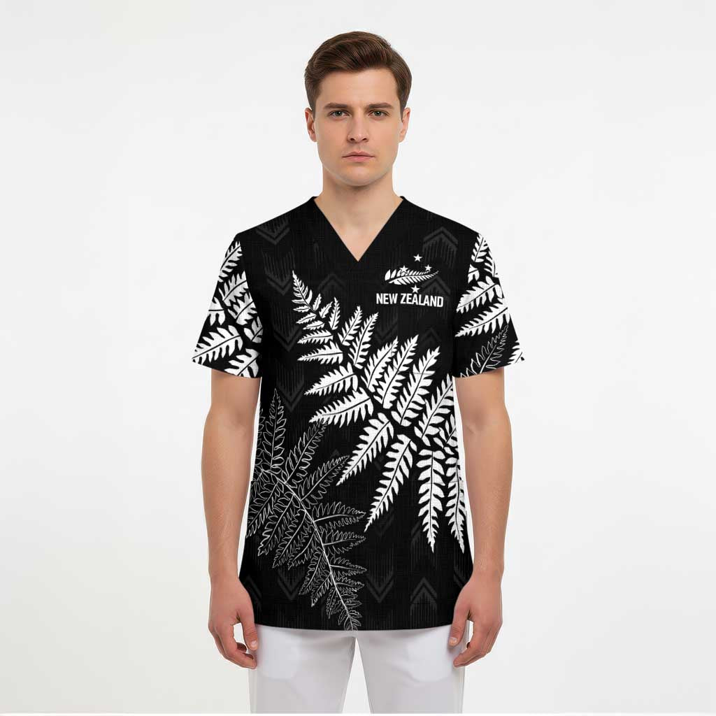 New Zealand Lawn Bowls Personalized Scrub Top Wrap-Around Silver Fern - Aussie Hoodie
