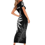 New Zealand Lawn Bowls Personalized Short Sleeve Bodycon Dress Wrap-Around Silver Fern - Aussie Hoodie