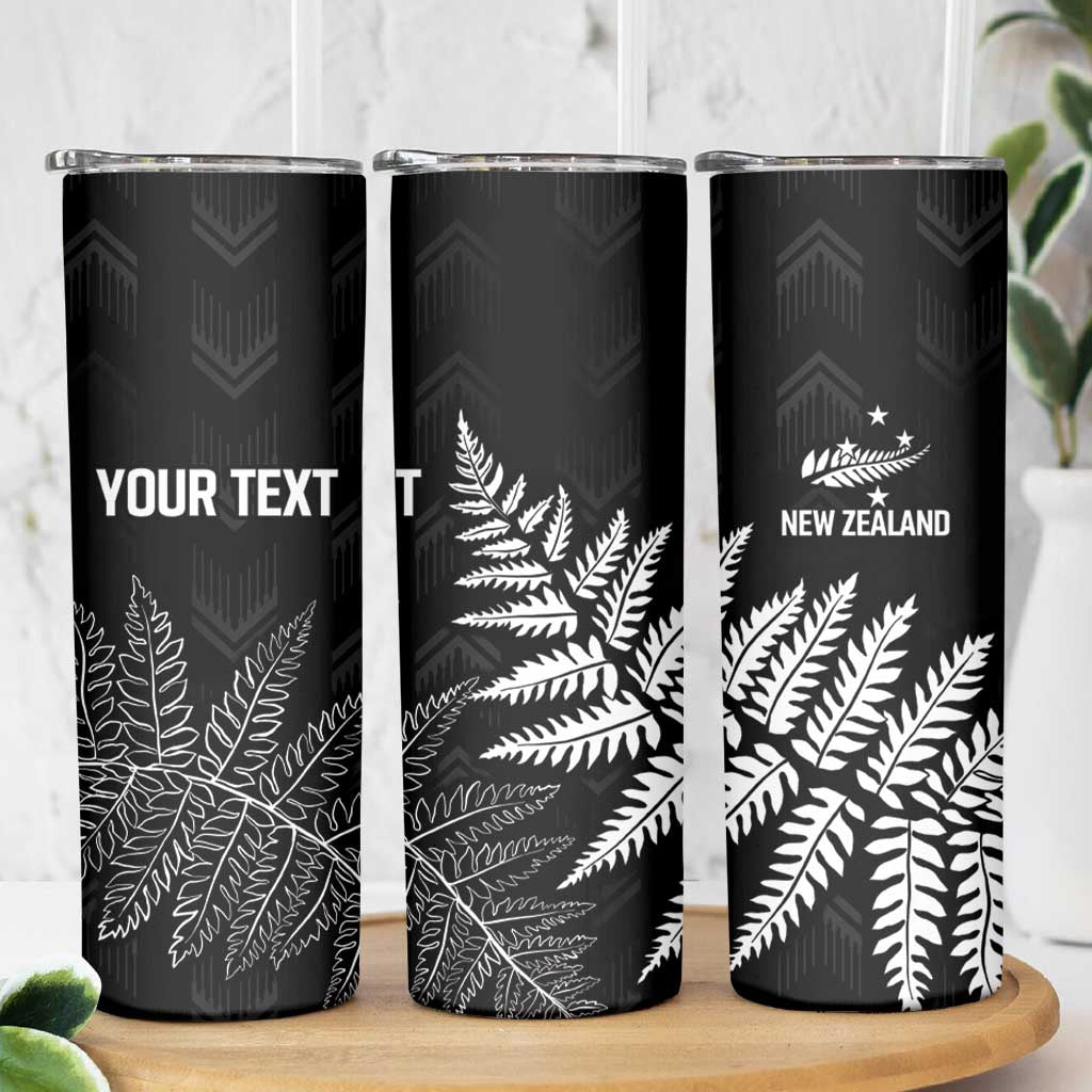 New Zealand Lawn Bowls Personalized Skinny Tumbler Wrap-Around Silver Fern - Aussie Hoodie
