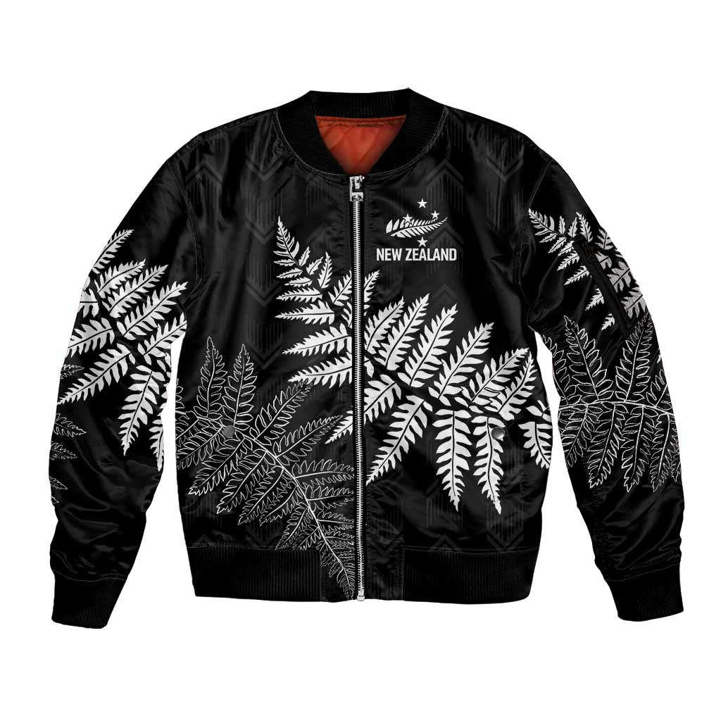 New Zealand Lawn Bowls Personalized Sleeve Zip Bomber Jacket Wrap-Around Silver Fern - Aussie Hoodie
