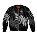 New Zealand Lawn Bowls Personalized Sleeve Zip Bomber Jacket Wrap-Around Silver Fern - Aussie Hoodie
