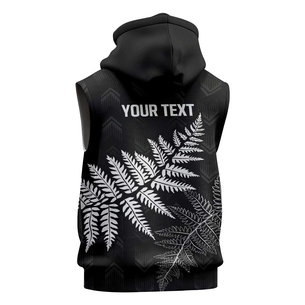 New Zealand Lawn Bowls Personalized Sleeveless Hoodie Wrap-Around Silver Fern - Aussie Hoodie