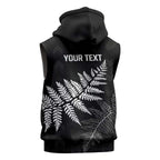 New Zealand Lawn Bowls Personalized Sleeveless Hoodie Wrap-Around Silver Fern - Aussie Hoodie
