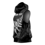 New Zealand Lawn Bowls Personalized Sleeveless Hoodie Wrap-Around Silver Fern - Aussie Hoodie