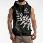 New Zealand Lawn Bowls Personalized Sleeveless Hoodie Wrap-Around Silver Fern - Aussie Hoodie
