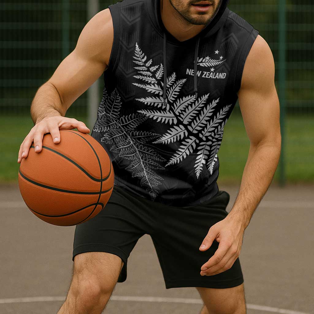 New Zealand Lawn Bowls Personalized Sleeveless Hoodie Wrap-Around Silver Fern - Aussie Hoodie