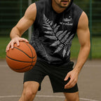 New Zealand Lawn Bowls Personalized Sleeveless Hoodie Wrap-Around Silver Fern - Aussie Hoodie