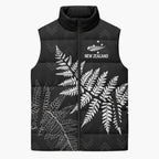 New Zealand Lawn Bowls Personalized Sleeveless Puffer Jacket Wrap-Around Silver Fern - Aussie Hoodie