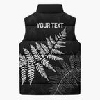 New Zealand Lawn Bowls Personalized Sleeveless Puffer Jacket Wrap-Around Silver Fern - Aussie Hoodie