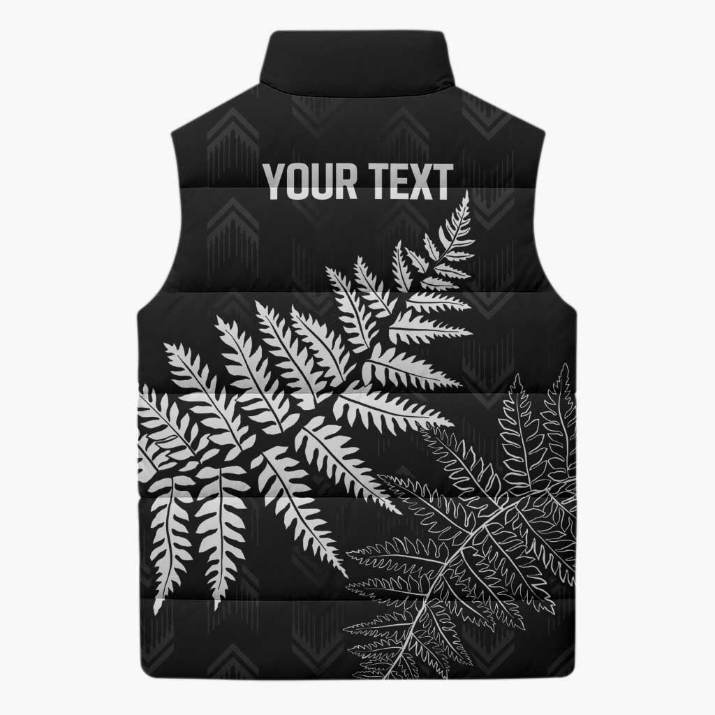 New Zealand Lawn Bowls Personalized Sleeveless Puffer Jacket Wrap-Around Silver Fern - Aussie Hoodie