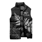 New Zealand Lawn Bowls Personalized Sleeveless Puffer Jacket Wrap-Around Silver Fern - Aussie Hoodie