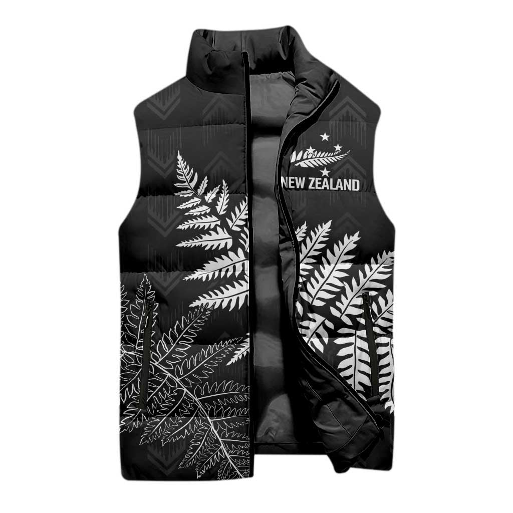 New Zealand Lawn Bowls Personalized Sleeveless Puffer Jacket Wrap-Around Silver Fern - Aussie Hoodie