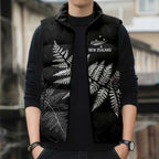 New Zealand Lawn Bowls Personalized Sleeveless Puffer Jacket Wrap-Around Silver Fern - Aussie Hoodie