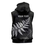 New Zealand Lawn Bowls Personalized Sleeveless Zip Hoodie Wrap-Around Silver Fern LT7