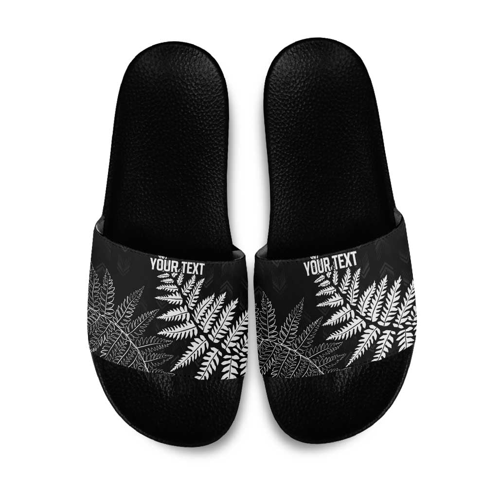 New Zealand Lawn Bowls Personalized Slide Sandals Wrap-Around Silver Fern - Aussie Hoodie