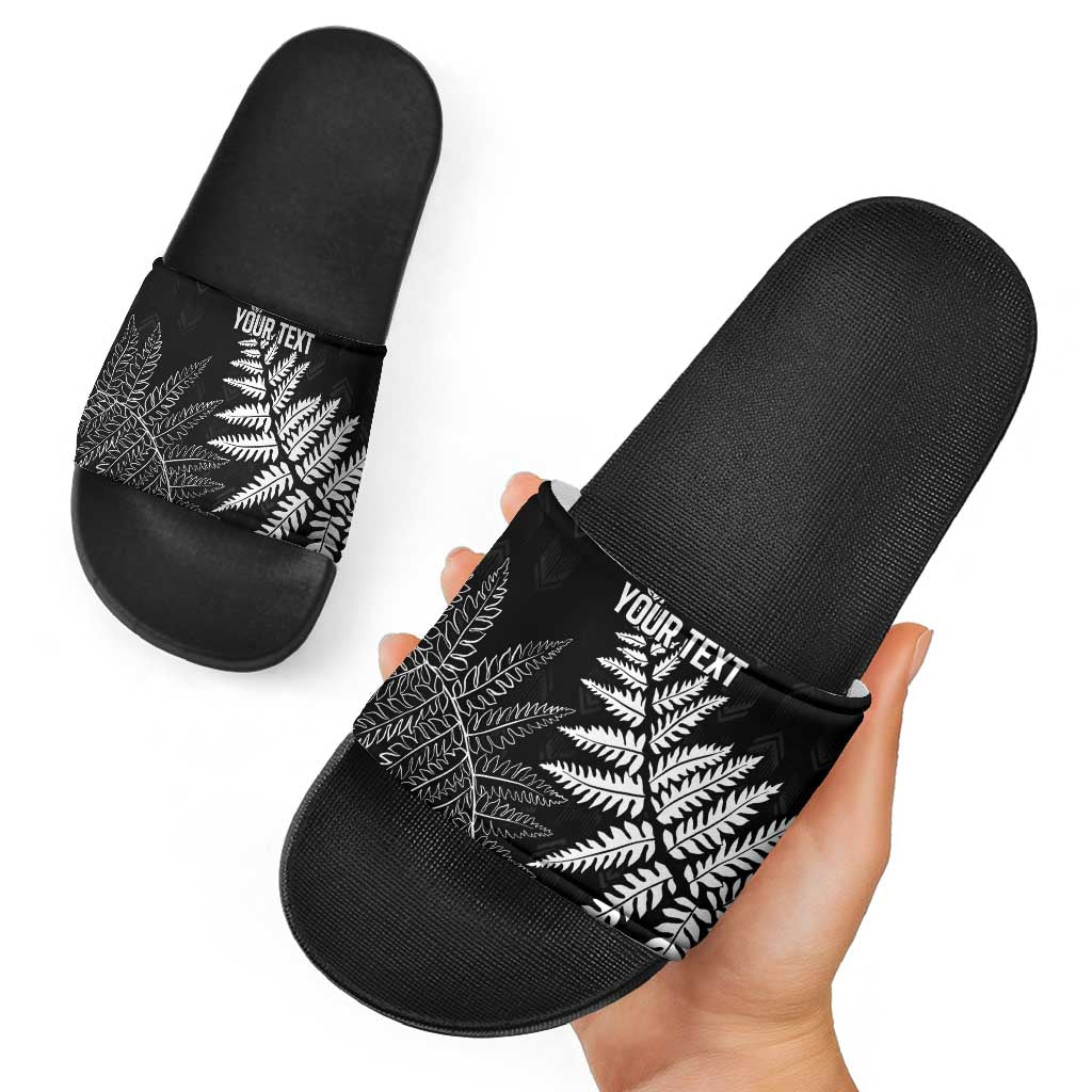 New Zealand Lawn Bowls Personalized Slide Sandals Wrap-Around Silver Fern - Aussie Hoodie