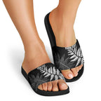 New Zealand Lawn Bowls Personalized Slide Sandals Wrap-Around Silver Fern - Aussie Hoodie