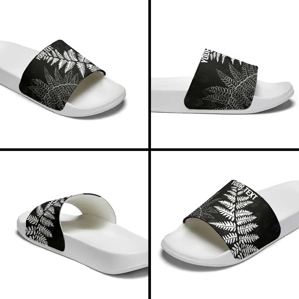New Zealand Lawn Bowls Personalized Slide Sandals Wrap-Around Silver Fern - Aussie Hoodie