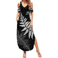 New Zealand Lawn Bowls Personalized Summer Maxi Dress Wrap-Around Silver Fern - Aussie Hoodie