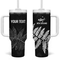 New Zealand Lawn Bowls Personalized Tumbler With Handle Wrap-Around Silver Fern - Aussie Hoodie