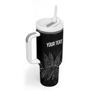 New Zealand Lawn Bowls Personalized Tumbler With Handle Wrap-Around Silver Fern - Aussie Hoodie