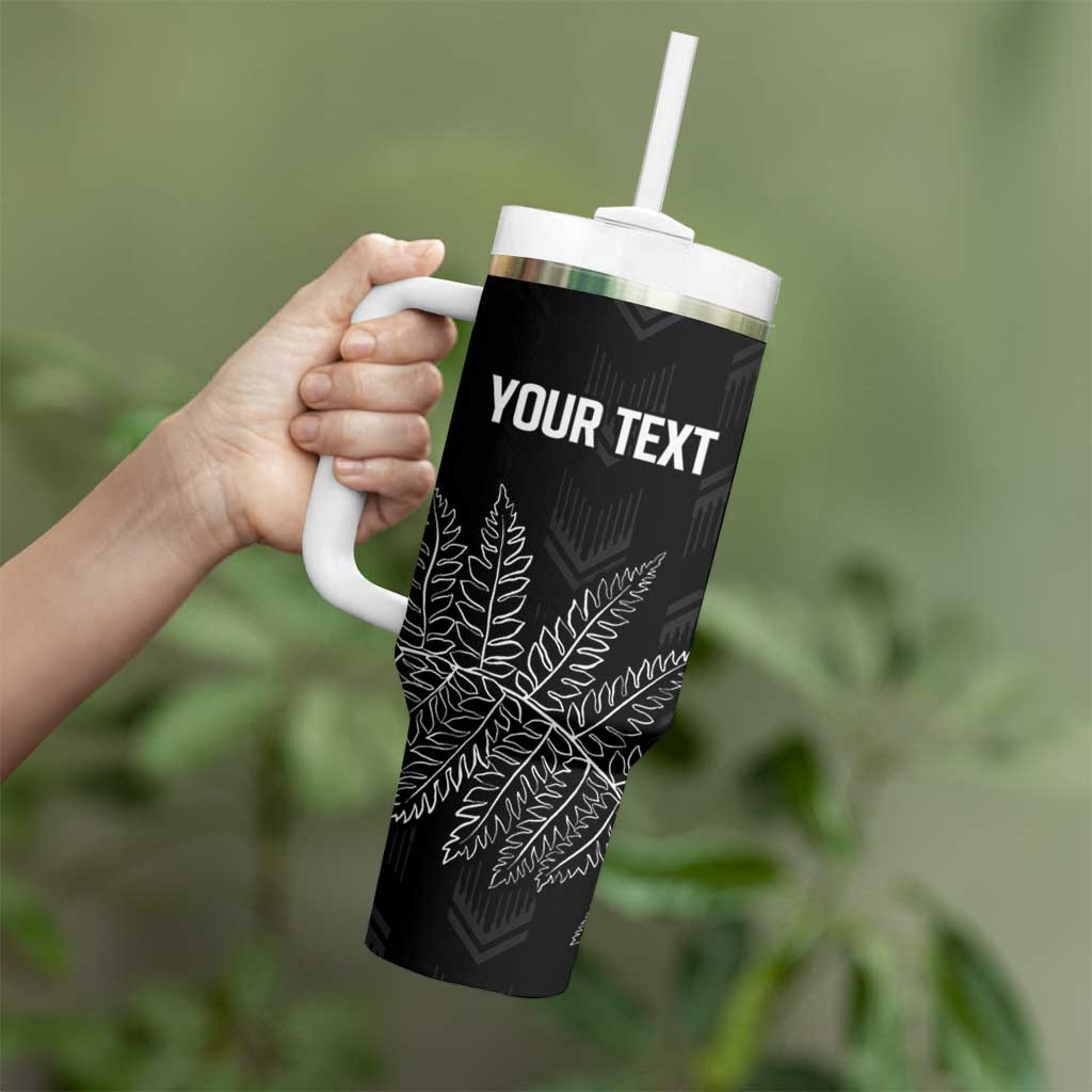 New Zealand Lawn Bowls Personalized Tumbler With Handle Wrap-Around Silver Fern - Aussie Hoodie