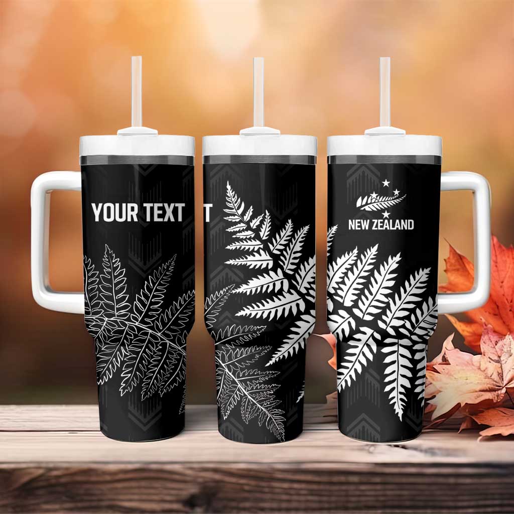New Zealand Lawn Bowls Personalized Tumbler With Handle Wrap-Around Silver Fern - Aussie Hoodie
