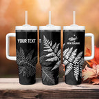 New Zealand Lawn Bowls Personalized Tumbler With Handle Wrap-Around Silver Fern - Aussie Hoodie