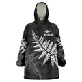 New Zealand Lawn Bowls Personalized Wearable Blanket Hoodie Wrap-Around Silver Fern - Aussie Hoodie