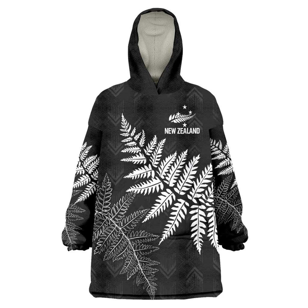 New Zealand Lawn Bowls Personalized Wearable Blanket Hoodie Wrap-Around Silver Fern - Aussie Hoodie