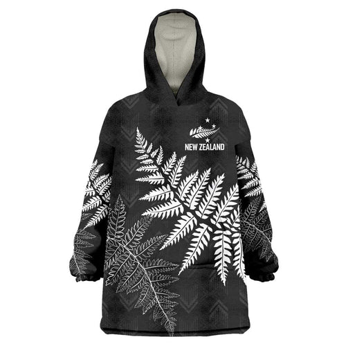 New Zealand Lawn Bowls Personalized Wearable Blanket Hoodie Wrap-Around Silver Fern - Aussie Hoodie