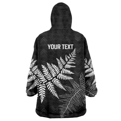 New Zealand Lawn Bowls Personalized Wearable Blanket Hoodie Wrap-Around Silver Fern - Aussie Hoodie