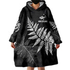 New Zealand Lawn Bowls Personalized Wearable Blanket Hoodie Wrap-Around Silver Fern - Aussie Hoodie