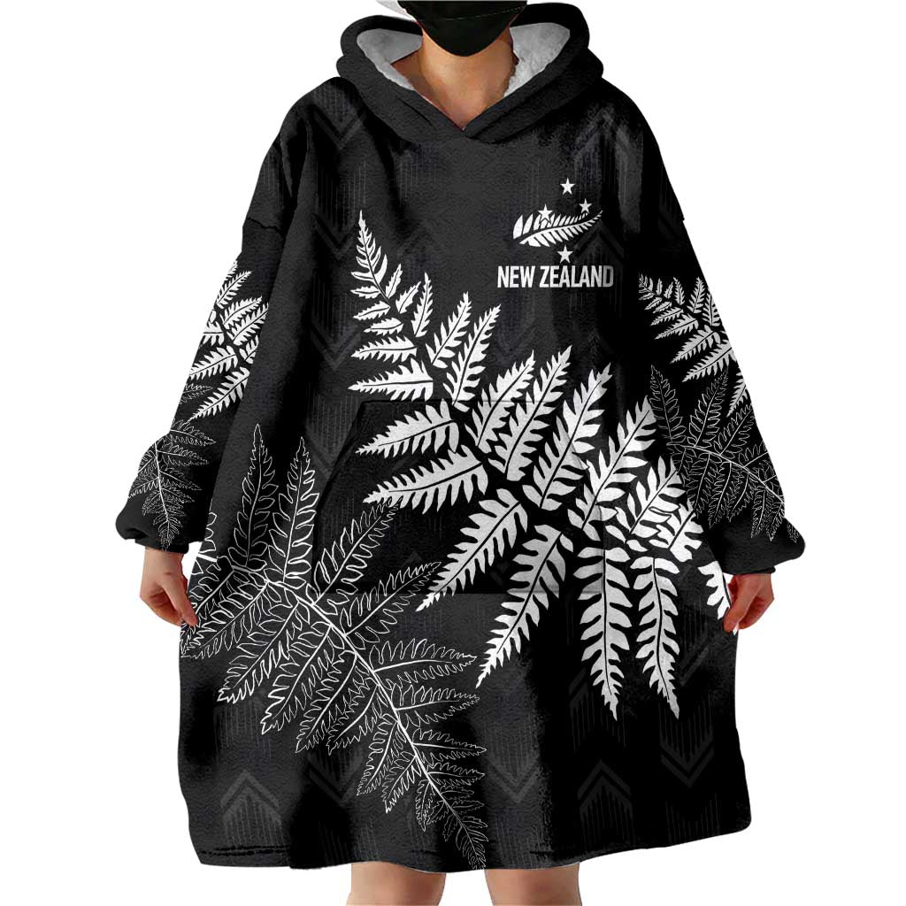 New Zealand Lawn Bowls Personalized Wearable Blanket Hoodie Wrap-Around Silver Fern - Aussie Hoodie