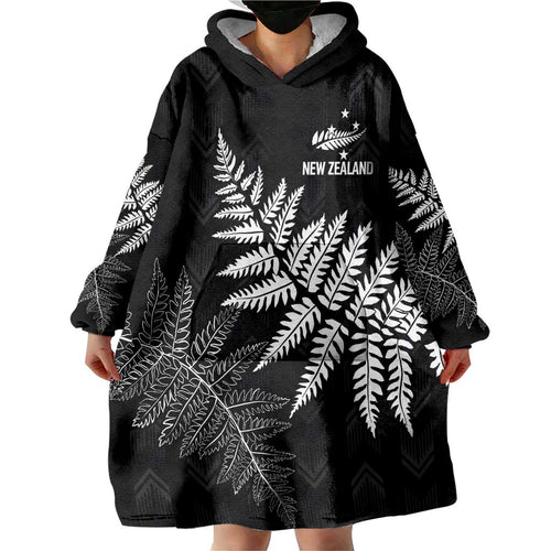 New Zealand Lawn Bowls Personalized Wearable Blanket Hoodie Wrap-Around Silver Fern - Aussie Hoodie