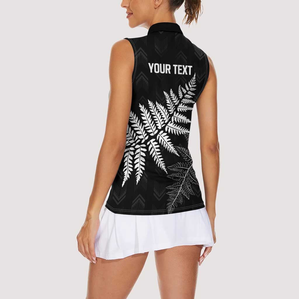 New Zealand Lawn Bowls Personalized Women Sleeveless Polo Shirt Wrap-Around Silver Fern - Aussie Hoodie