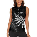 New Zealand Lawn Bowls Personalized Women Sleeveless Polo Shirt Wrap-Around Silver Fern - Aussie Hoodie