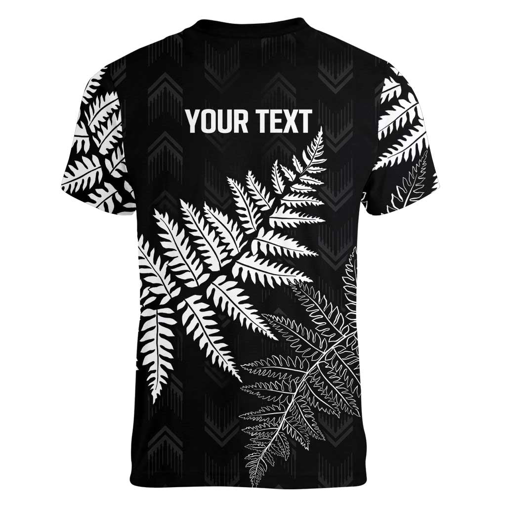 New Zealand Lawn Bowls Personalized Women V-Neck T-Shirt Wrap-Around Silver Fern - Aussie Hoodie