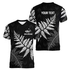 New Zealand Lawn Bowls Personalized Women V-Neck T-Shirt Wrap-Around Silver Fern - Aussie Hoodie