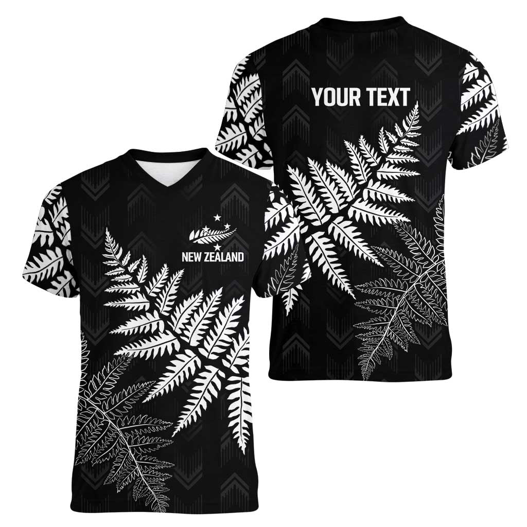 New Zealand Lawn Bowls Personalized Women V-Neck T-Shirt Wrap-Around Silver Fern - Aussie Hoodie